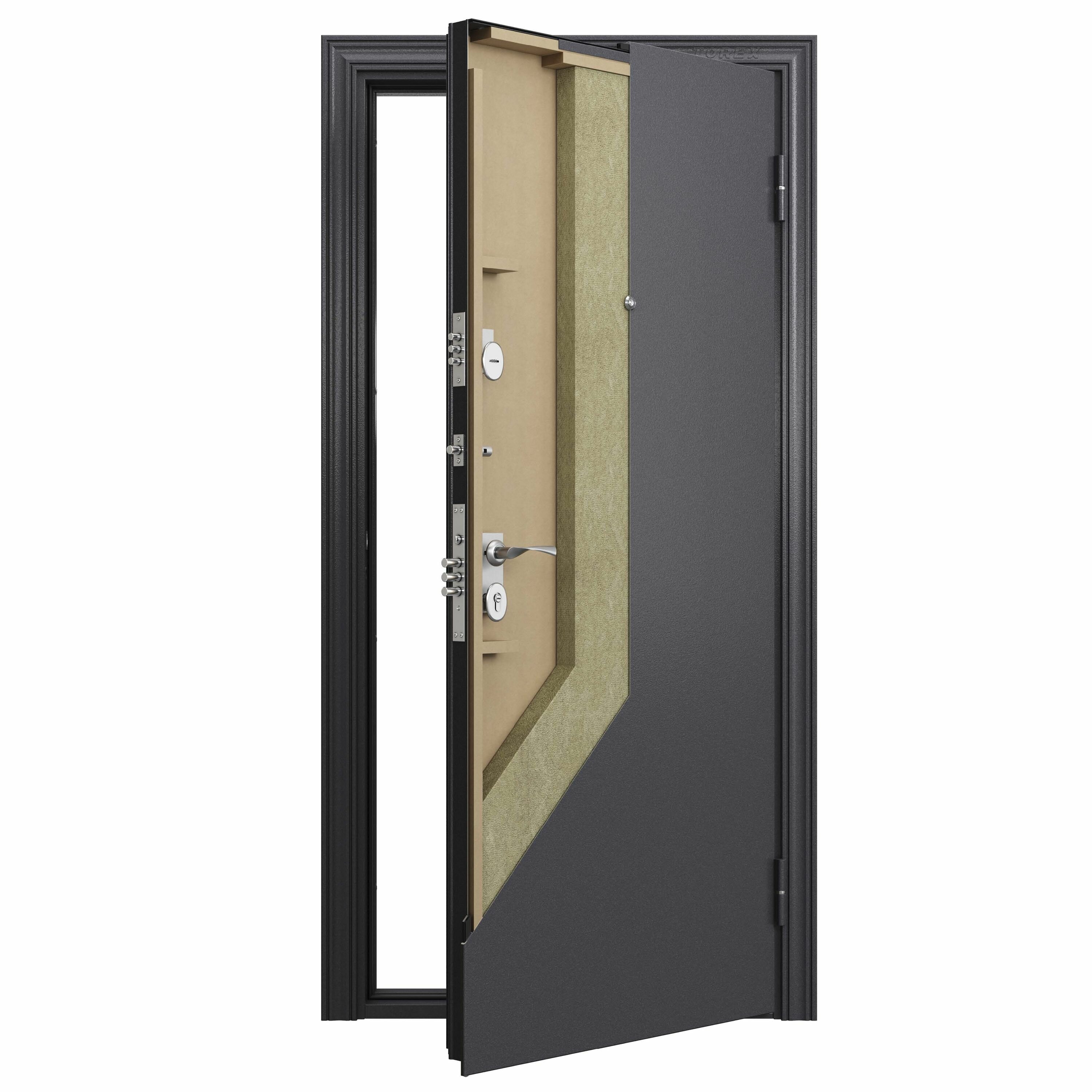 Дверь входная для квартиры Torex Flat-M 950х2050, правый, тепло-шумоизоляция, антикоррозийная защита, замка 4-го и 2-го класса, темно-серый/серый - фотография № 5