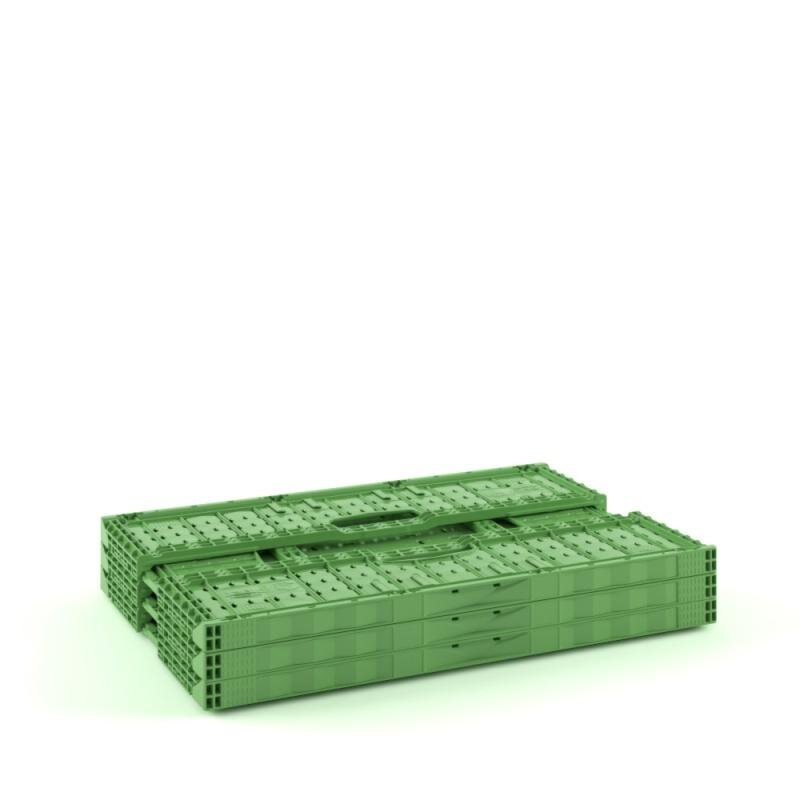 Ящик складной (FC 6418) 600х400х180 зеленый перфорированный - фотография № 4