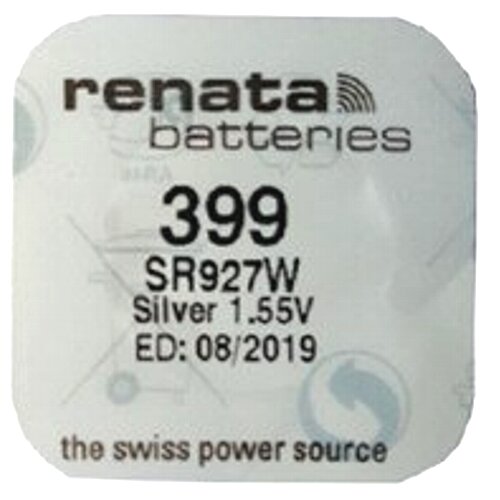 Батарейка для часов Renata 399 SR 927 W 1.55V, 55mAh, 9.5x2.7mm, в блистере 1 шт.