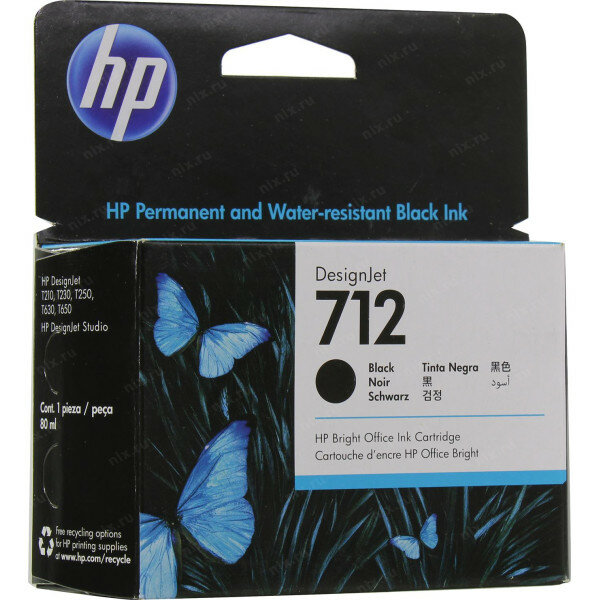 Картридж HP 712 | 3ED71A оригинальный струйный картридж HP [3ED71A] 80 мл, черный