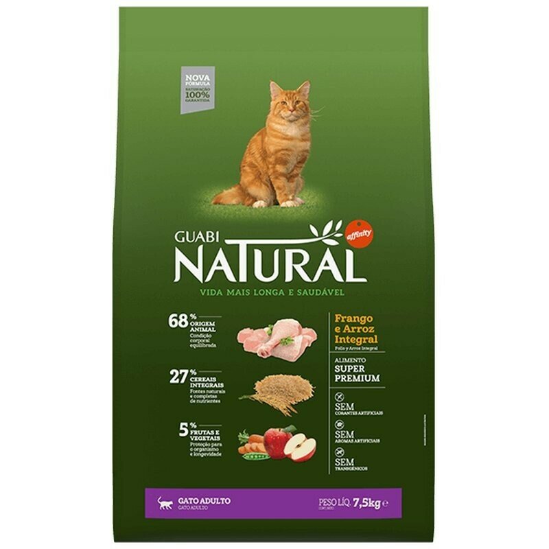 Корм GUABI NATURAL сухой корм для кошек 75 кг кастрированные коты Цыпленок/коричневый рис