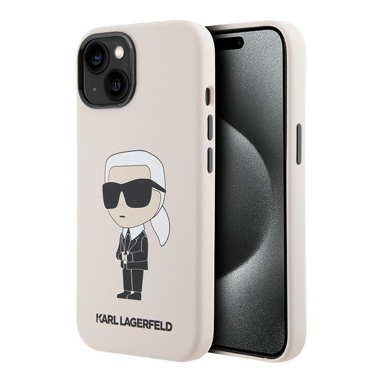 фото Karl Lagerfeld Lagerfeld для iPhone 15 чехол Liquid silicone NFT Karl Ikonik Hard Pink