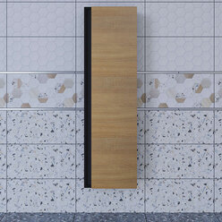 Шкаф-пенал для ванной комнаты Uperwood Barsa 35*30*120 см, подвесной, черный/дуб сонома