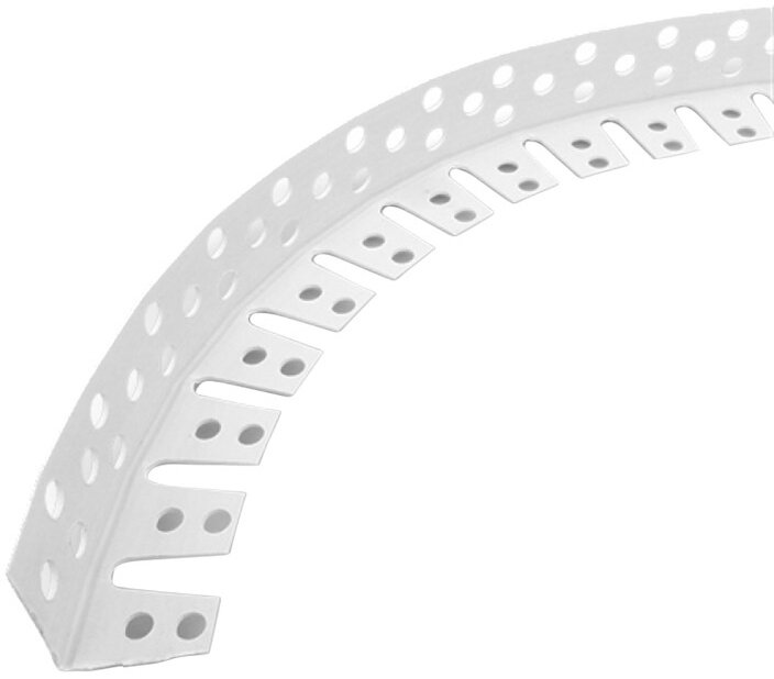 Уголок арочный перфорированный под штукатурку (3м) белый / Профиль арочный перфорированный из ПВХ под штукатурку (3м) белый
