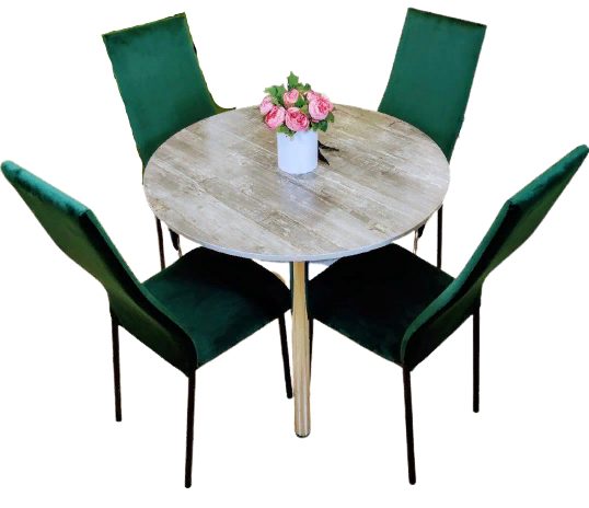 Обеденная группа круглый стол со стульями NGVK 90(120) и 4 стула Омега велюр - фотография № 1