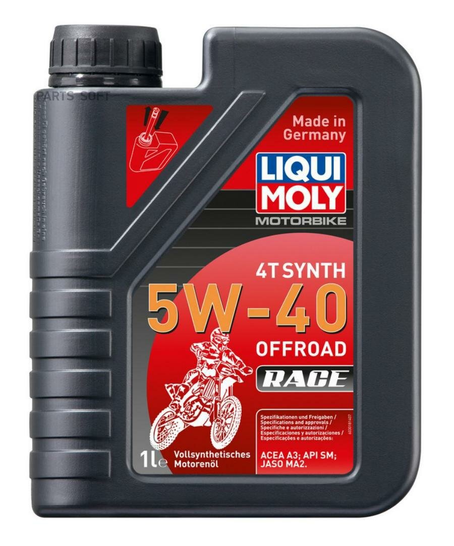 Синтетическое моторное масло для 4-тактных мотоциклов LIQUI MOLY Motorbike 4T Synth Offroad Race 5W-40 1л 3018