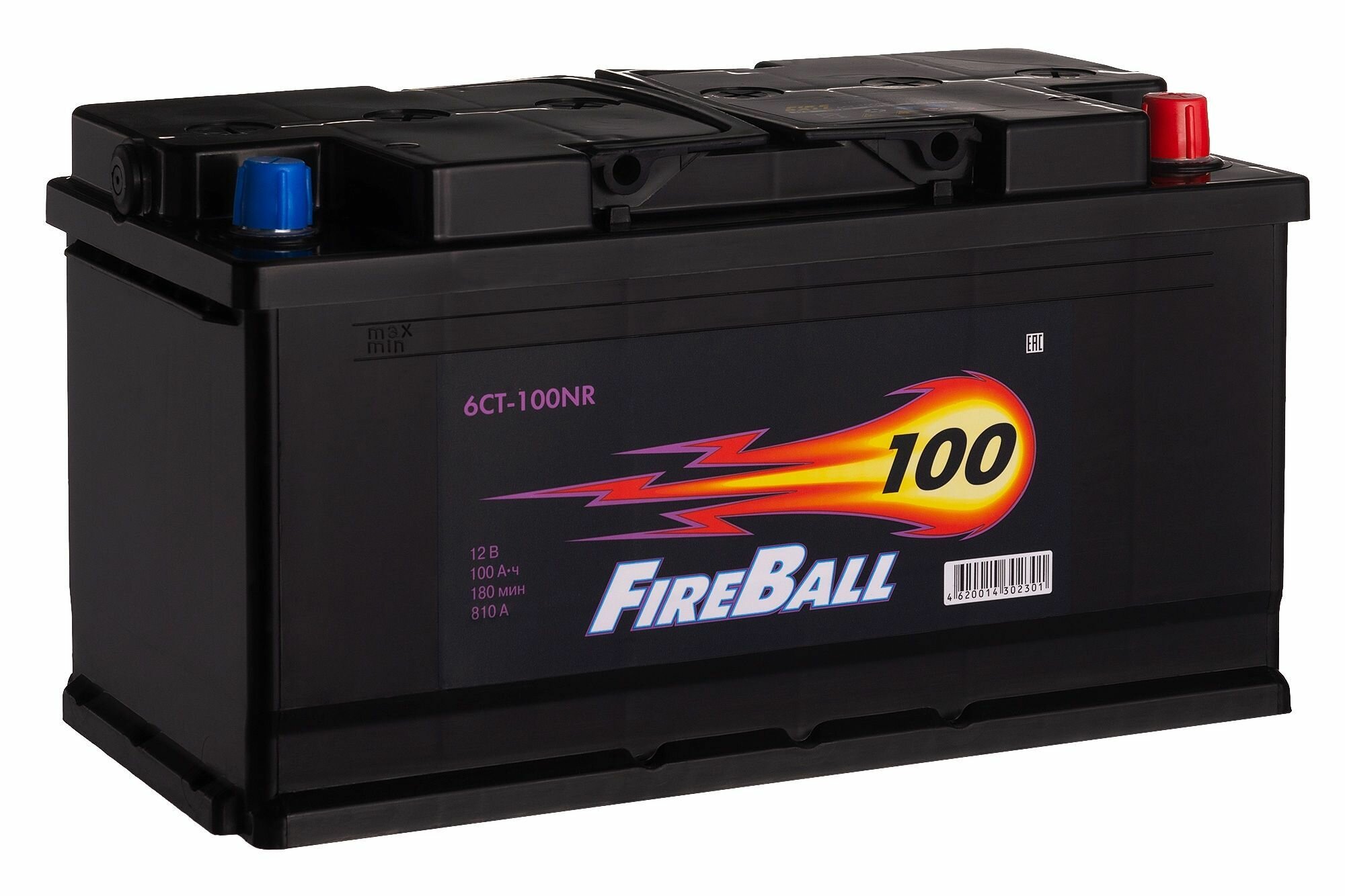 Автомобильный аккумулятор FireBall 100 Ач (0) 6СТ-100NR 810 A
