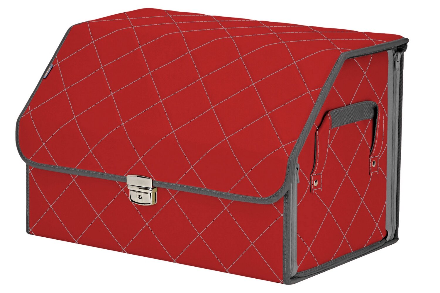 Органайзер-саквояж в багажник "Союз Премиум" (размер L). Цвет: красный с серой прострочкой Ромб.