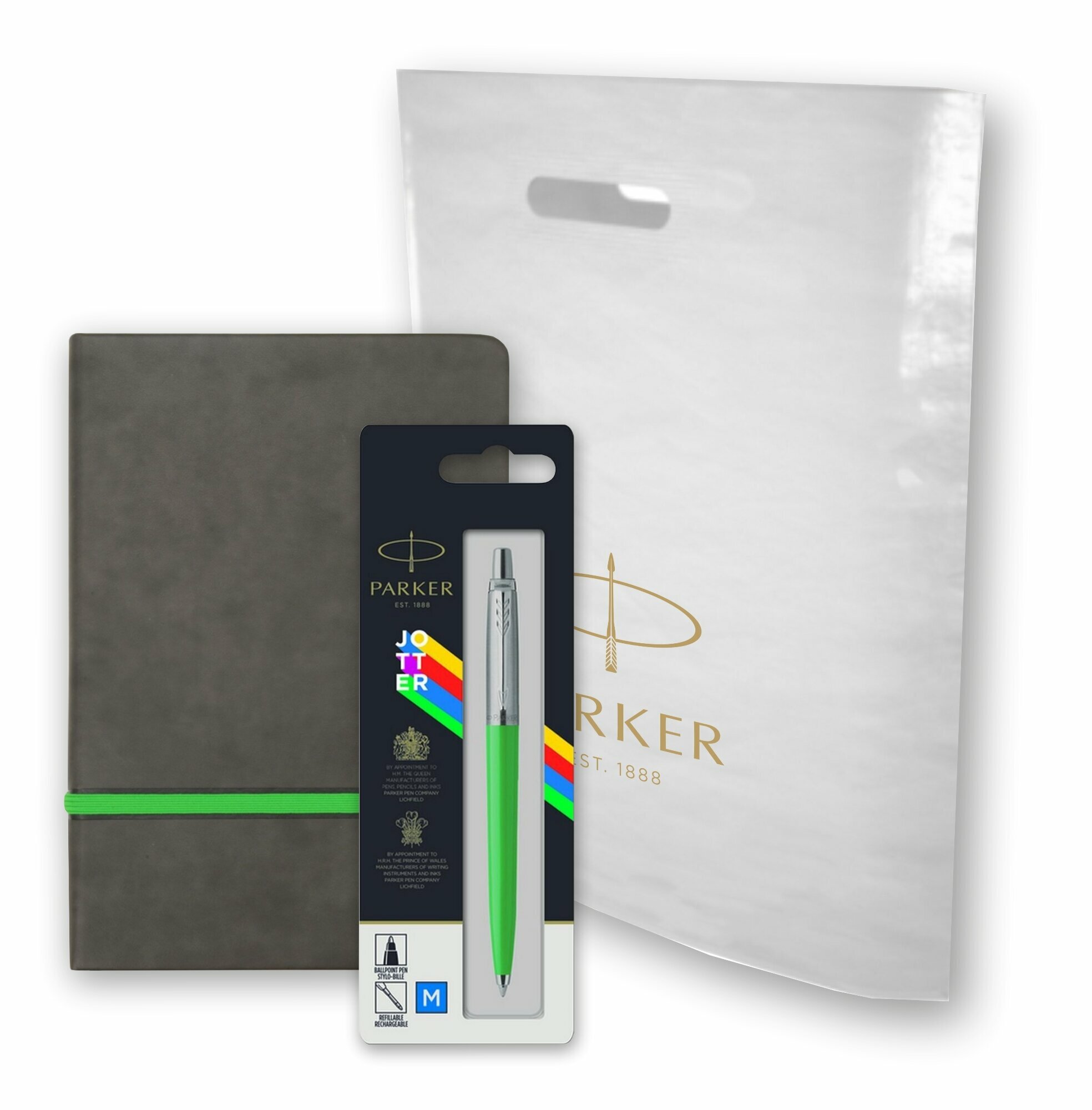 Подарочный набор: Шариковая ручка Parker Jotter ORIGINALS GREEN CT В блистере и Блокнот А5
