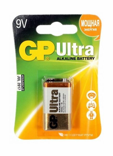 Батарейка GP Ultra Alkaline 1604AU 6LR61 9V (1шт.)