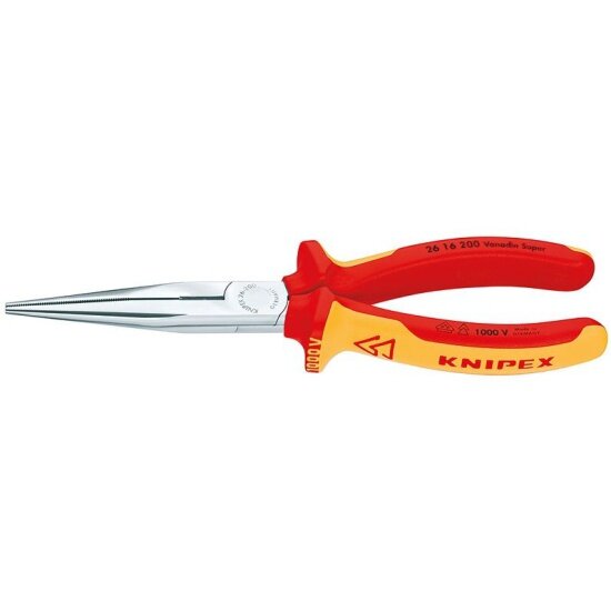 Круглогубцы KNIPEX 2616200, с режущими кромками хромированные 200 mm