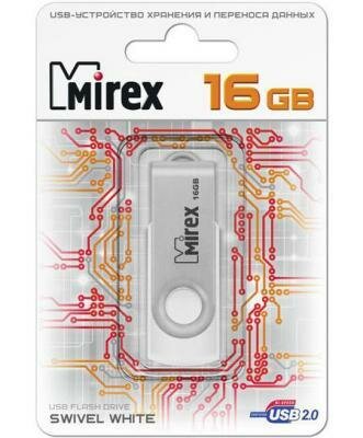 Флешка 16Gb Mirex 13600-FMUSWT16 swivell white .