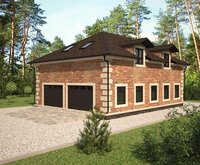 Проект гостевого дома с гаражом STROY-RZN G-0002 (174,4 м2, 9,22*12,47 м, керамический блок 380 мм, облицовочный кирпич)