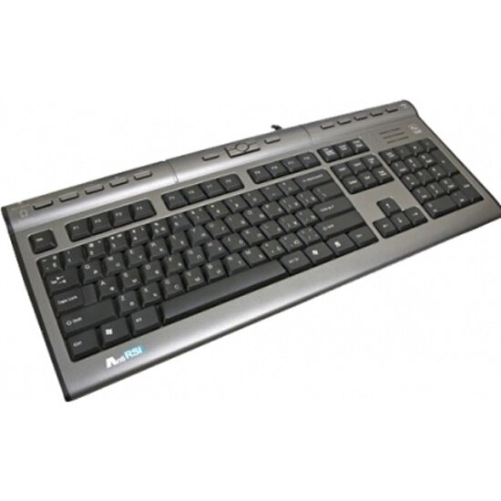 Клавиатура A4TECH A4 KLS-7MUU серебр/черн, USB,A-Shape,слим, 17 доп.клавиш, порт USB2.0, аудио разъемы