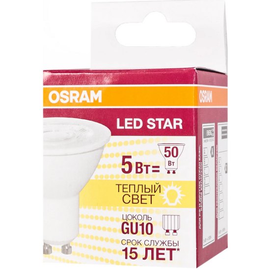 Светодиодная лампа LEDVANCE-OSRAM LS PAR16 5036 5W/830 (=50W) 230V GU10 350lm 36° 15000h OSRAM LED-лампа