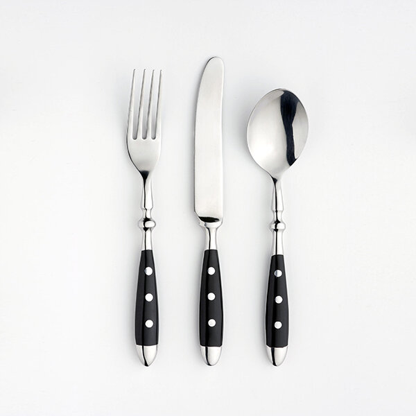 фото Ложка столовая «Дориа»; сталь нержавеющая; , L=195/60, B=42мм; металлический, черный