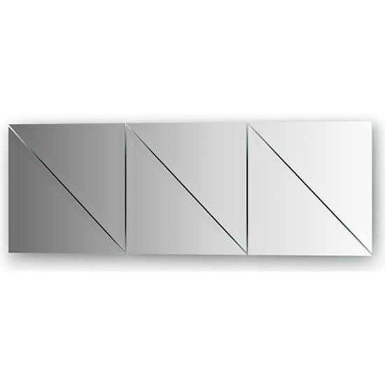 Зеркальная плитка с фацетом 15 mm - комплект 6 шт EVOFORM BY 1541 (треугольник 25х25 cm серебро)