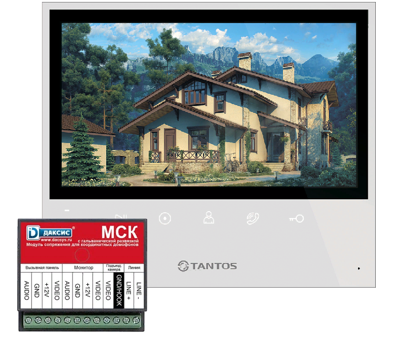 Видеодомофон для квартиры с подключением к подъездному домофону Tantos Selina HD M + МСК/МСЦ