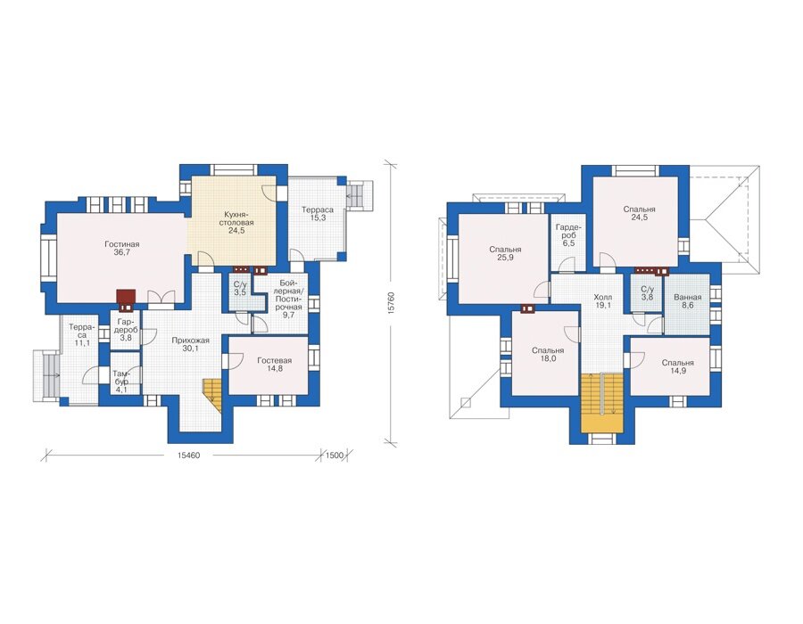 Проект дома Plans-38-87 (249 кв.м, поризованный кирпич 640мм) - фотография № 3