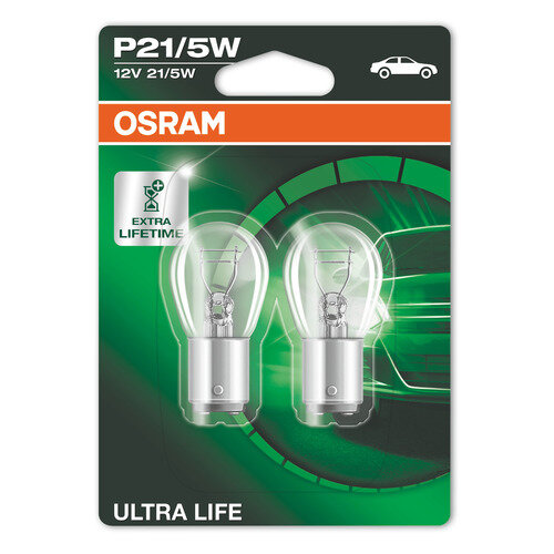 Лампа автомобильная накаливания Osram 7528ULT-02B, P21/5W, 12В, 2шт