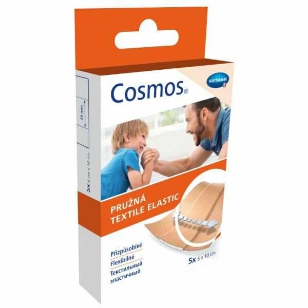 Пластырь нестерильный Textil elastic Cosmos/Космос 6см х 10см 5 шт.