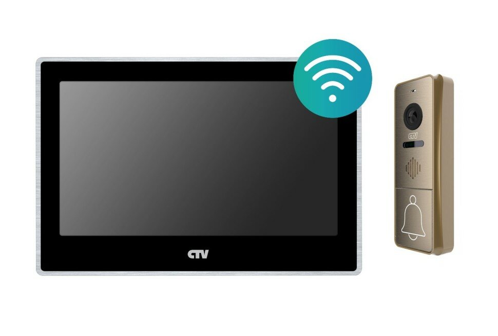 Комплект видеодомофона CTV-M5702 черный и CTV-D4005 бронза