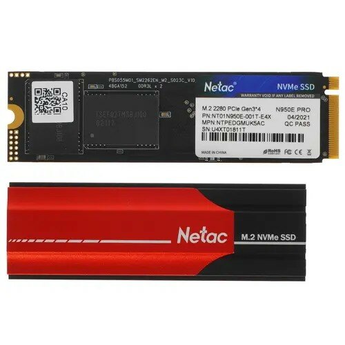Netac Накопитель SSD PCI-E 3.0 1Tb NT01N950E-001T-E4X N950E Pro M.2 2280
