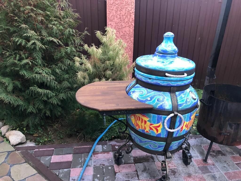 Эко Тандыр Морской, откидная крышка, со столиком, на колесах — фото 13