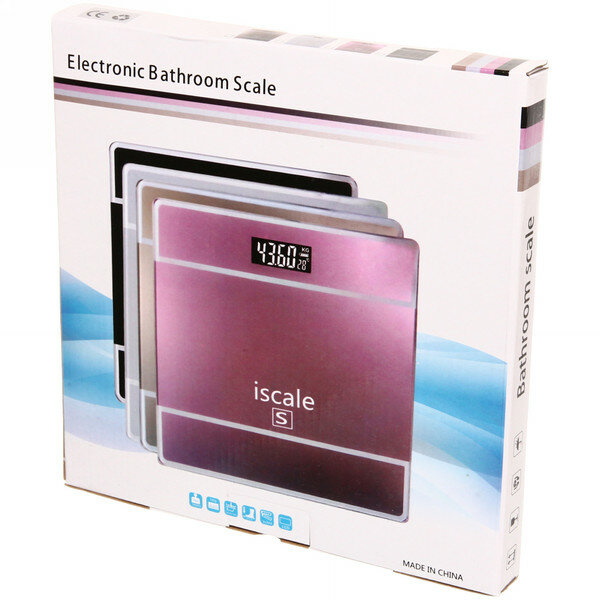 Весы напольные электронные ISCALE цв. розовый (26х26см,max.180кг,тип питания:AAА) - фотография № 2