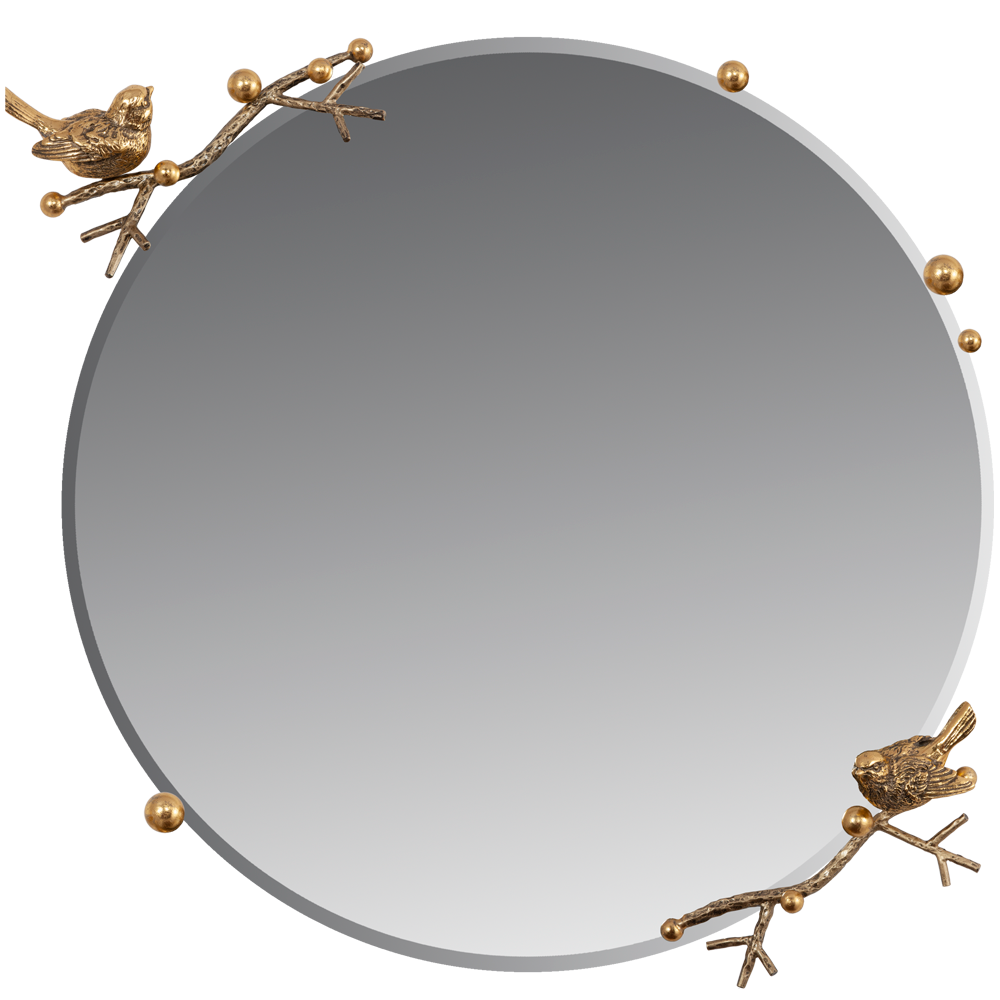 Настенное зеркало Bogacho Терра с диаметром зеркального полотна 60 см птички в бронзе ручная работа - фотография № 3