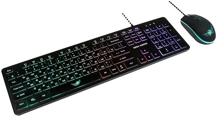Клавиатура + мышь Dialog KMGK-1707U Black клавиатура + мышь, 1600 dpi, цифровой блок, подсветка клавиш, USB, цвет: чёрный