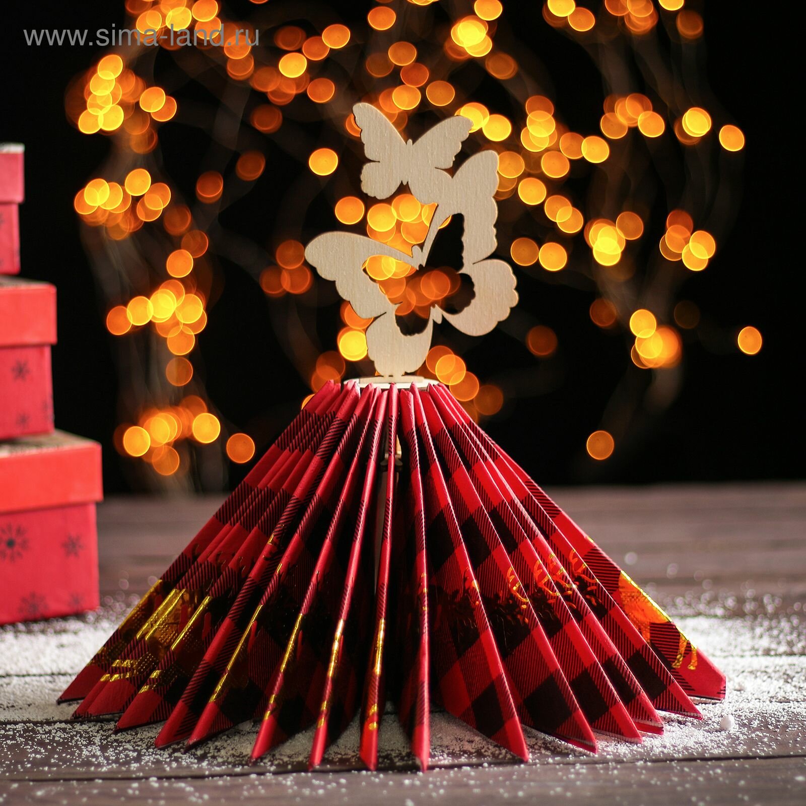 фото Салфетница деревянная «Бабочки», 24,5×9×8 см, на пьедестале