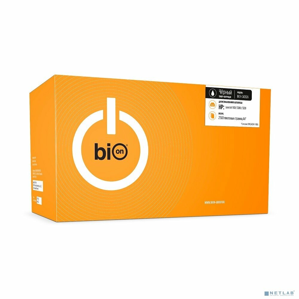 Bion Cartridge Расходные материалы Bion C4092A BCR-C4092A Картридж для HP LaserJet 1100/1100SE/1100XI/1100A SE/1100A XI/3200MFP/3200SE MFP/1100A/1100I/3200/3200M/3200SE (2500 стр.), Черный, с чипом