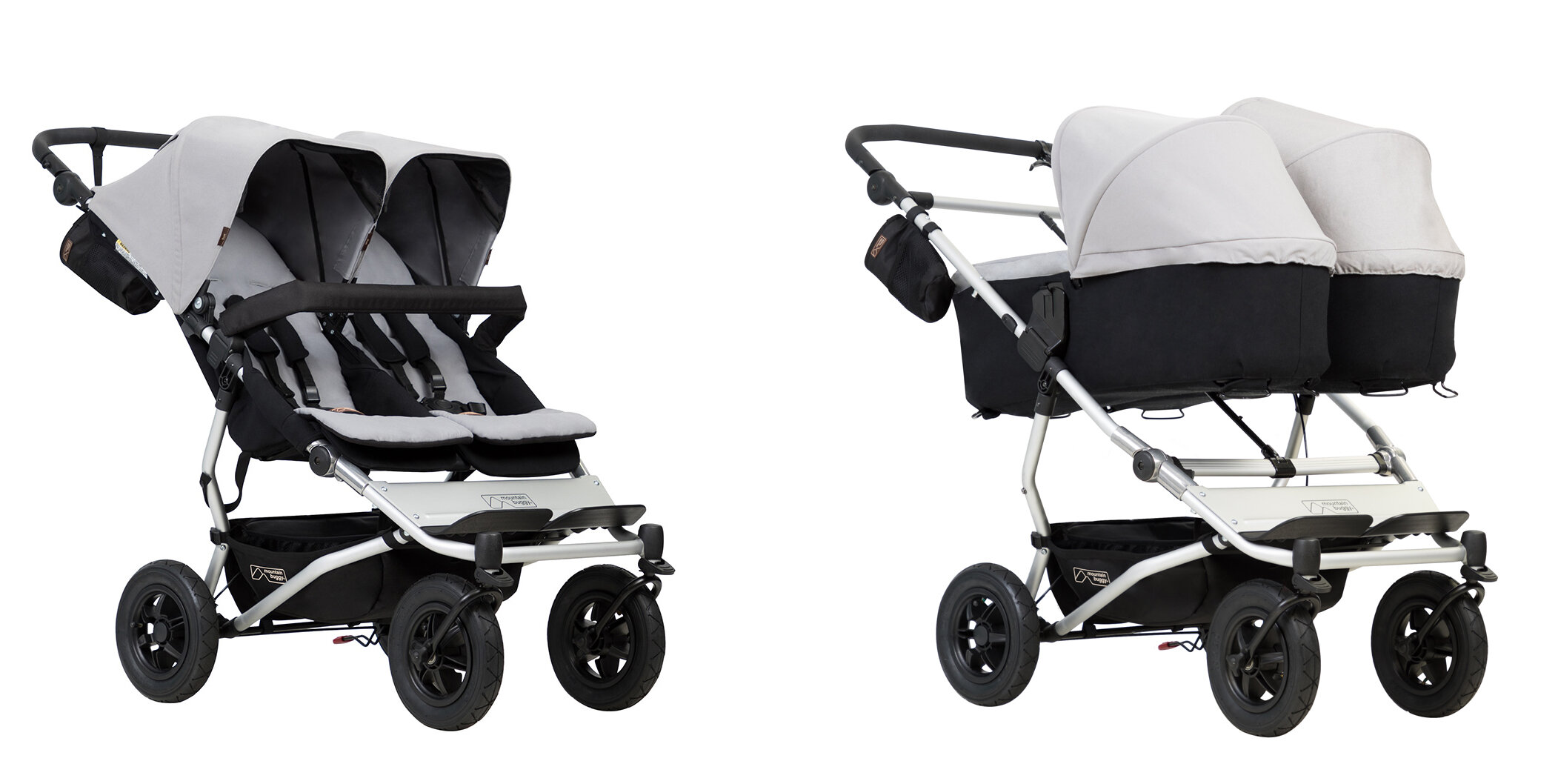 Коляска 2 в 1 для двойни Mountain Buggy Duet Silver