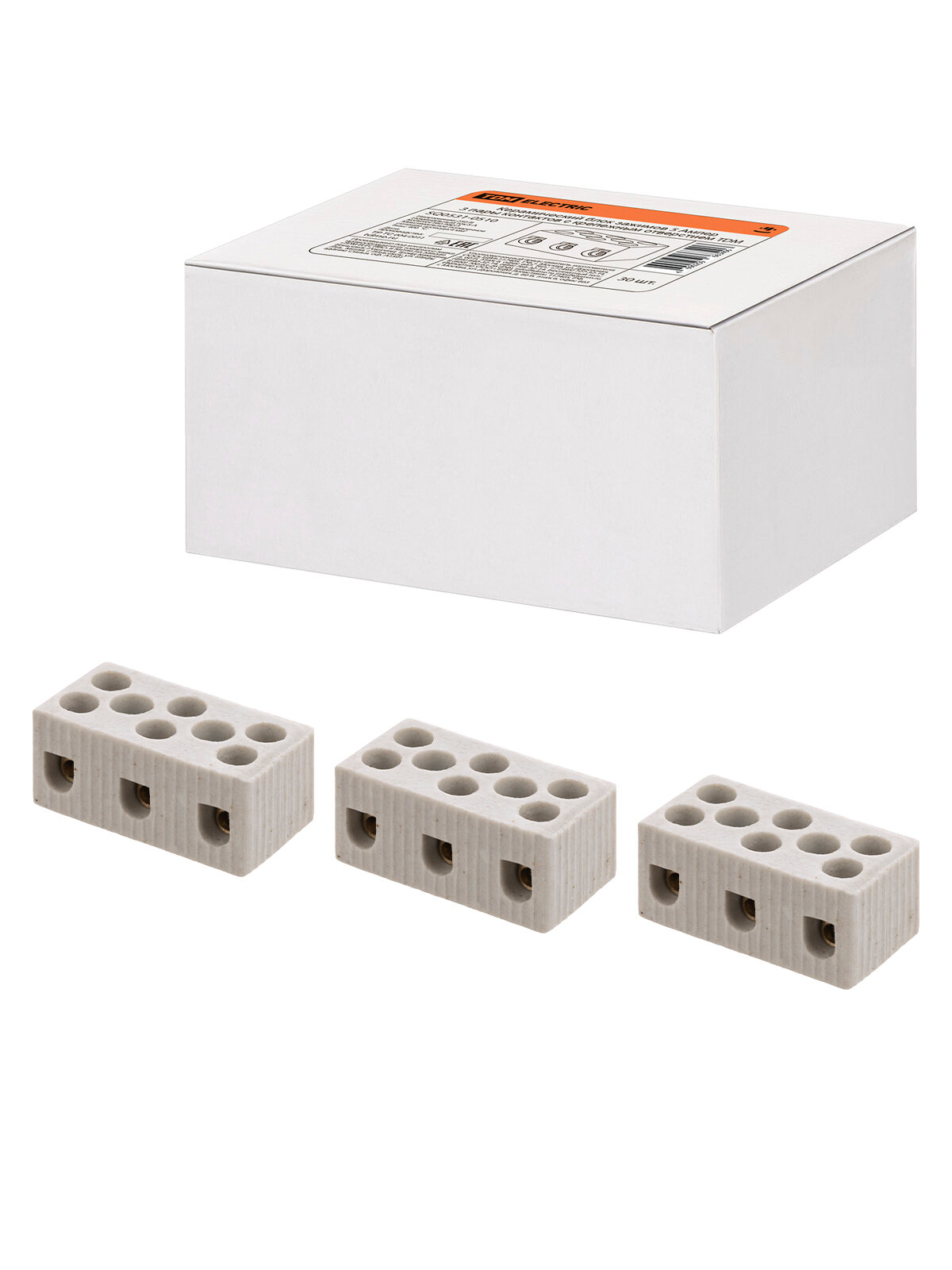 Керамический блок зажимов 5 Ампер 3 пары контактов с крепежным отверстием TDM SQ0531-0510, цена за 1 штуку