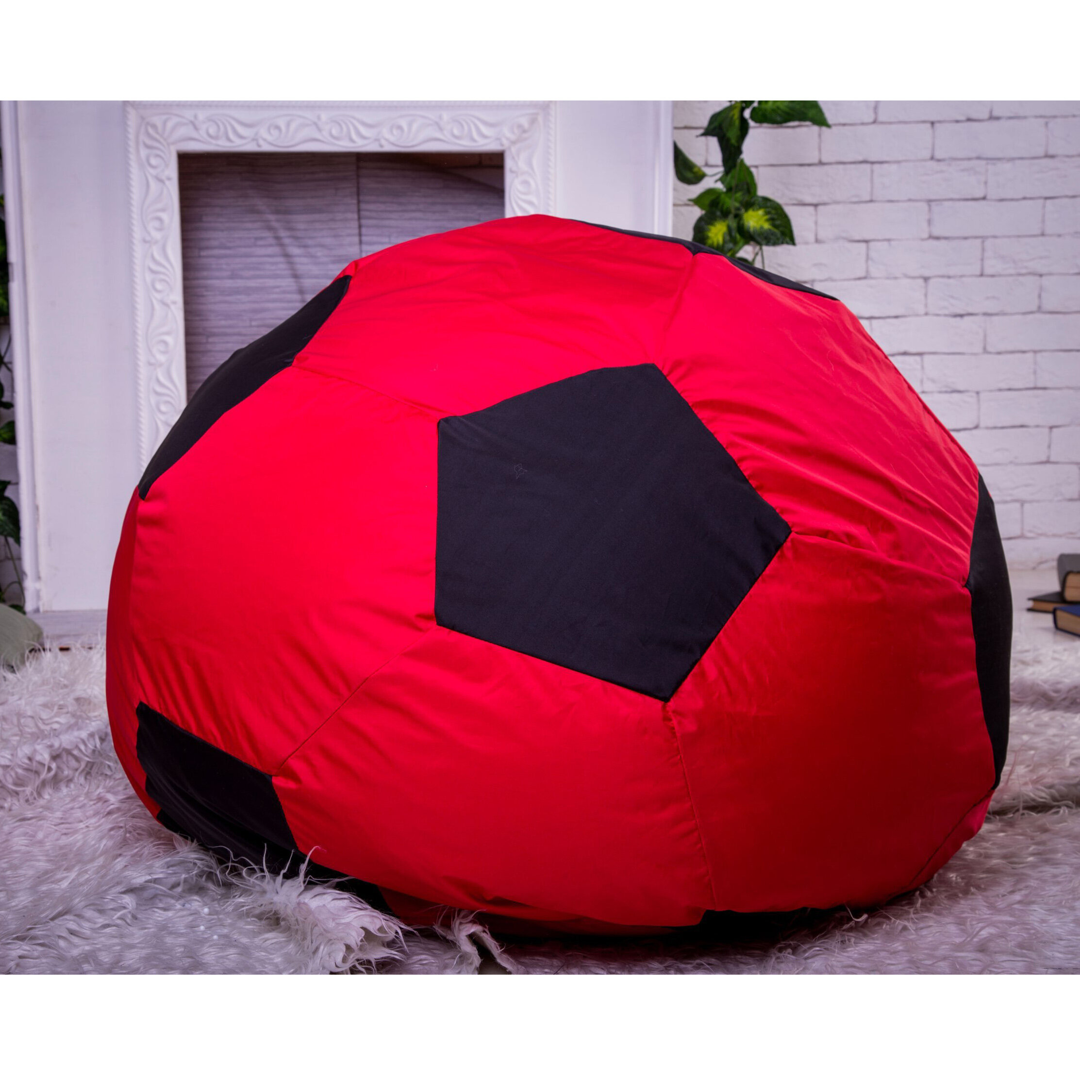 Мягкое кресло "Мяч" красно-черное, ткань Дюспо милки, Диаметр 100см / 100 литров от производителя kreslo-Igrushka - фотография № 2