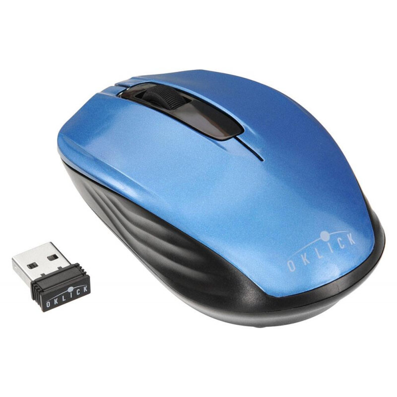 Мышь компьютерная Oklick 475MW черный/синий опт (1200dpi) беспр USB (2but) , 1 шт.