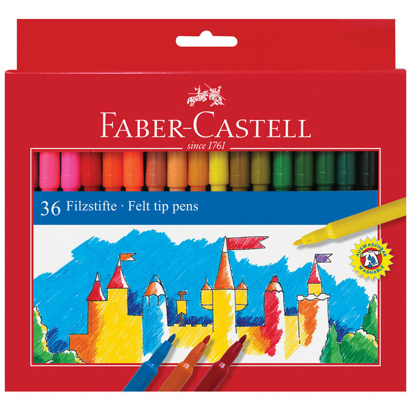 Фломастеры Faber-Castell "Замок", 36цв., смываемые, картон, европодвес, 286209