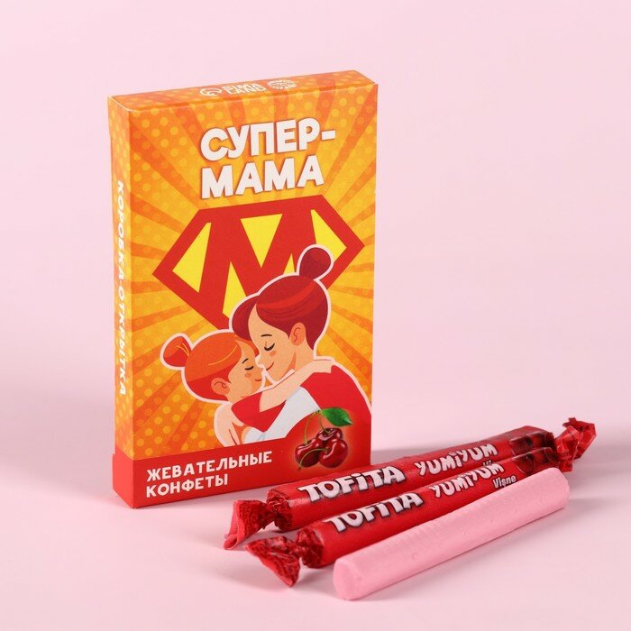 Фабрика счастья Жевательные конфеты «Супер-мама» со вкусом вишни, 40,2 г. - фотография № 1
