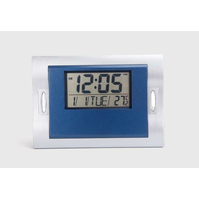 Часы электронные настенные, настольные: будильник, календарь, термометр, 2 ААА, микс - фотография № 1