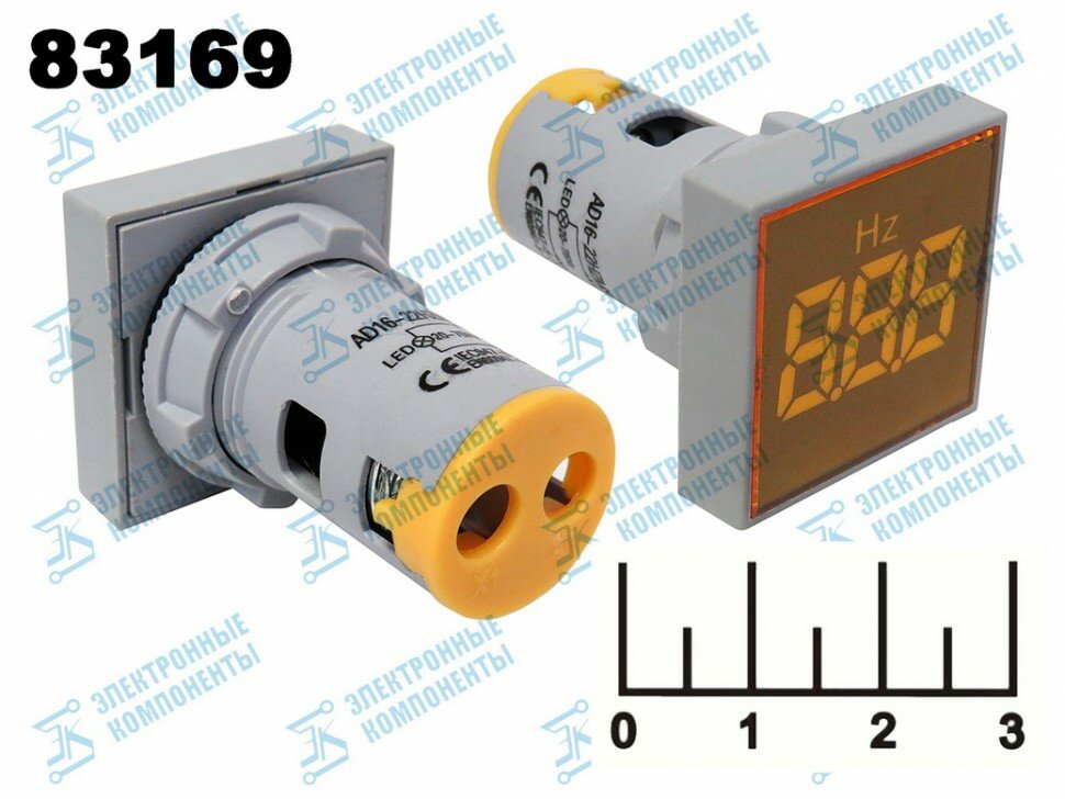 Частотомер 20-75Гц AC AD16-22HZMS желтый 22мм (28*28мм)