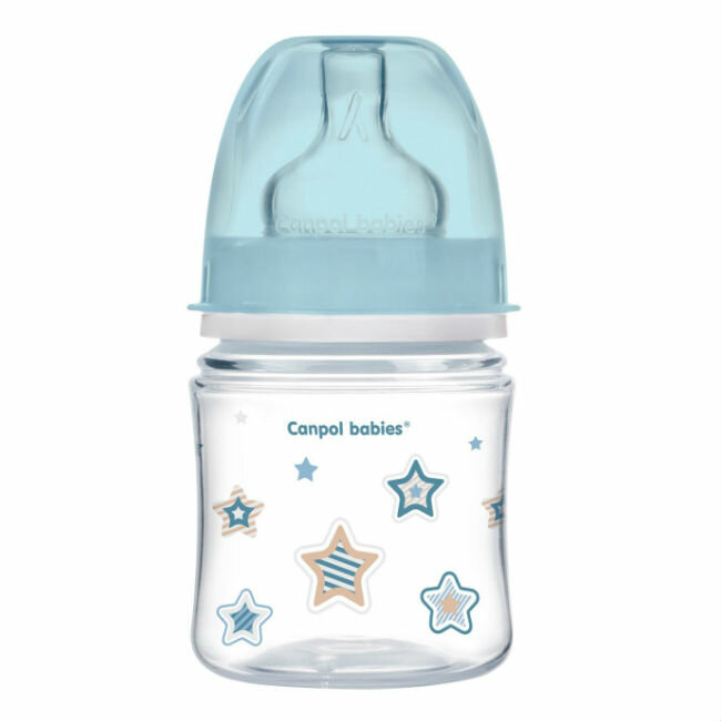 Canpol Бутылочка PP EasyStart с широким горлышком антиколиковая 0+ Newborn baby голубая, 120 мл 1 шт