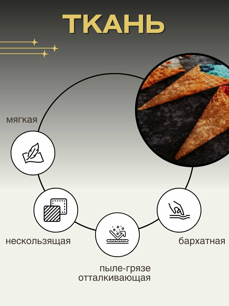 Коврик для кухни на пол противоскользящий принт мороженное 60х150 см - фотография № 5