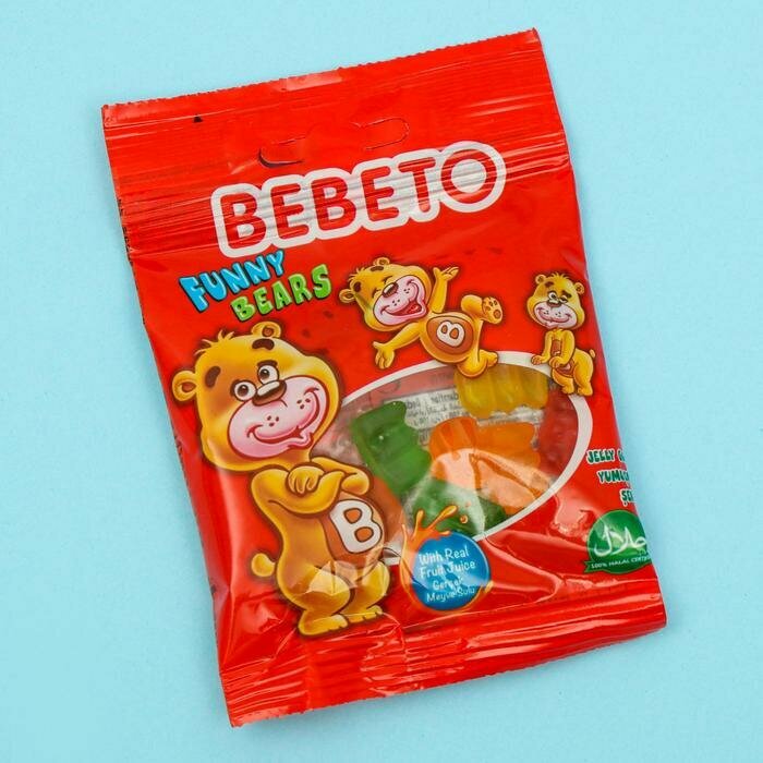 BEBETO Жевательный мармелад BEBETO Микс, 6 вкусов ассорти, 18 г - фотография № 1