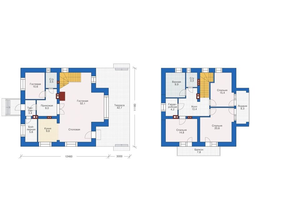 Проект дома Plans-38-44 (176 кв.м, поризованный кирпич 640мм) - фотография № 3