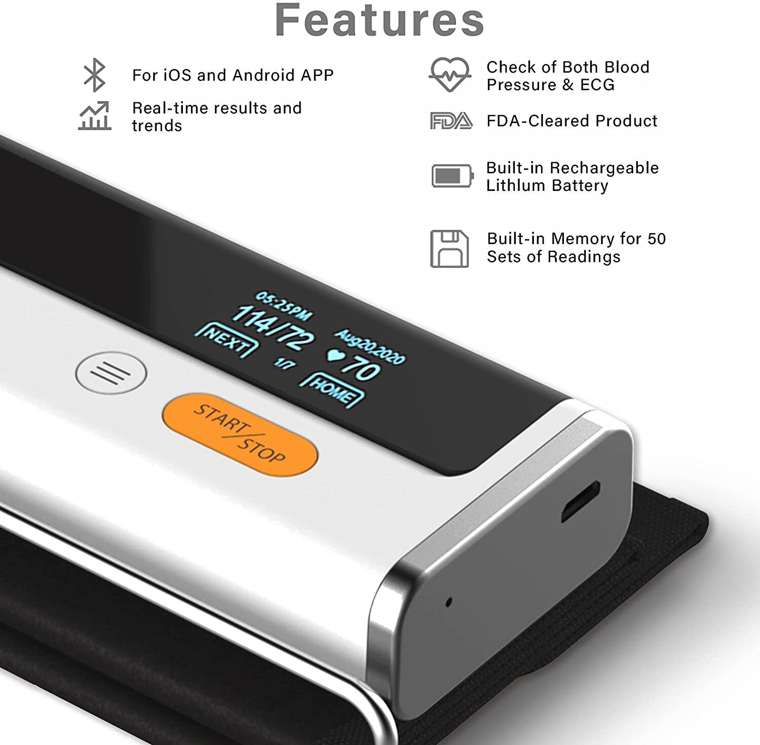 Тонометр с функцией ЭКГ Wellue Armfit Plus Blood Pressure Monitor + EKG