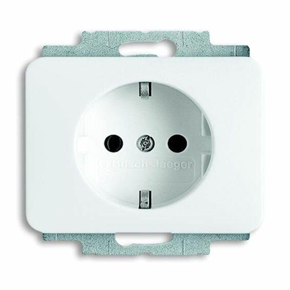 фото Розетка ABB ALPHA NEA, скрытый монтаж, с заземлением, белый глянцевый, 2011-0-6223