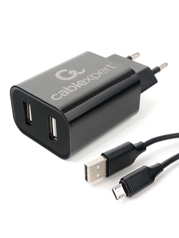 Зарядное устройство Gembird Cablexpert 2xUSB 2.4A + кабель MicroUSB MP3A-PC-35