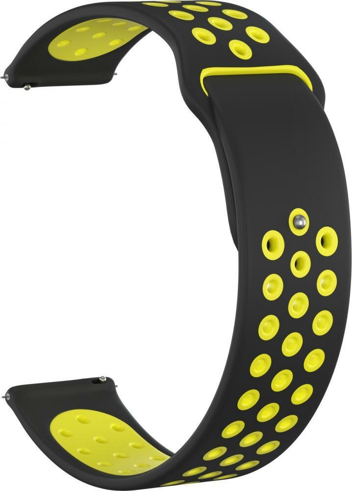 Ремешок силиконовый GSMIN Sport Edition 20 для Samsung Galaxy Watch 4 Classic 44мм (Черно-желтый)