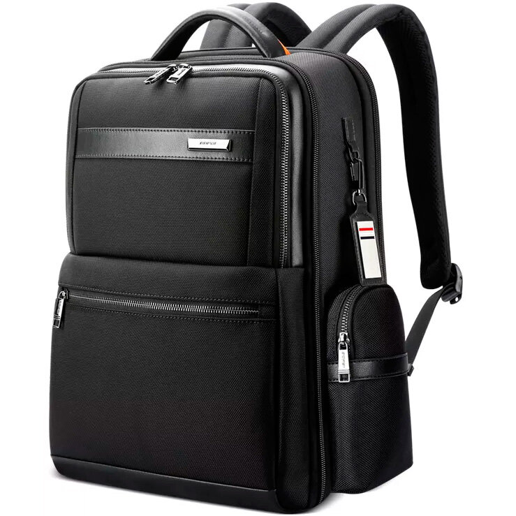 Рюкзак мужской городской дорожный вместительный 24л для ноутбука 15.6, планшета Bopai Business Черный водонепроницаемый с USB зарядкой тканевый